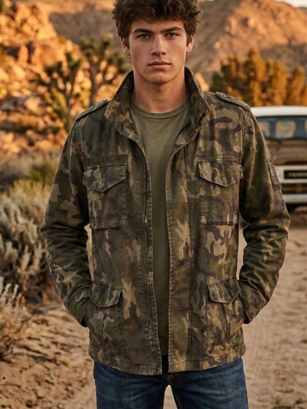 Billabong Camo M-65 Military Field Jacket XL Utility Cargo Oversized Streetwear - Picture 7 of 16